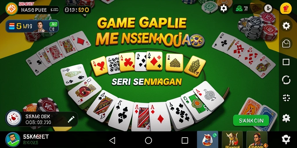 Screenshot gameplay Gaple 55KBET yang menarik dan kompetitif.