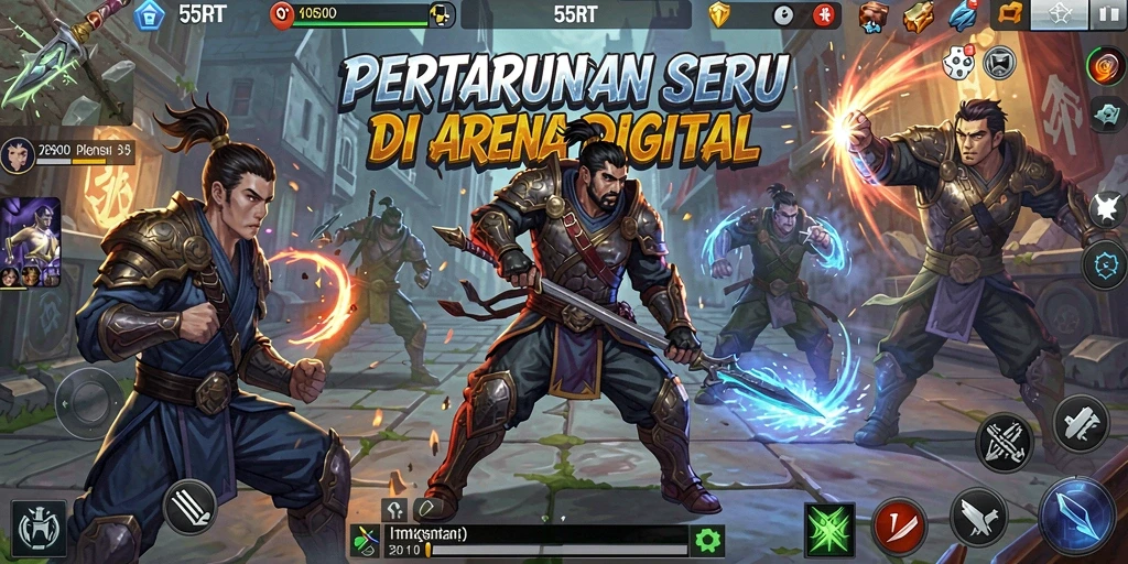 Tampilan gameplay Fighting yang penuh aksi dan strategi di 55RT.
