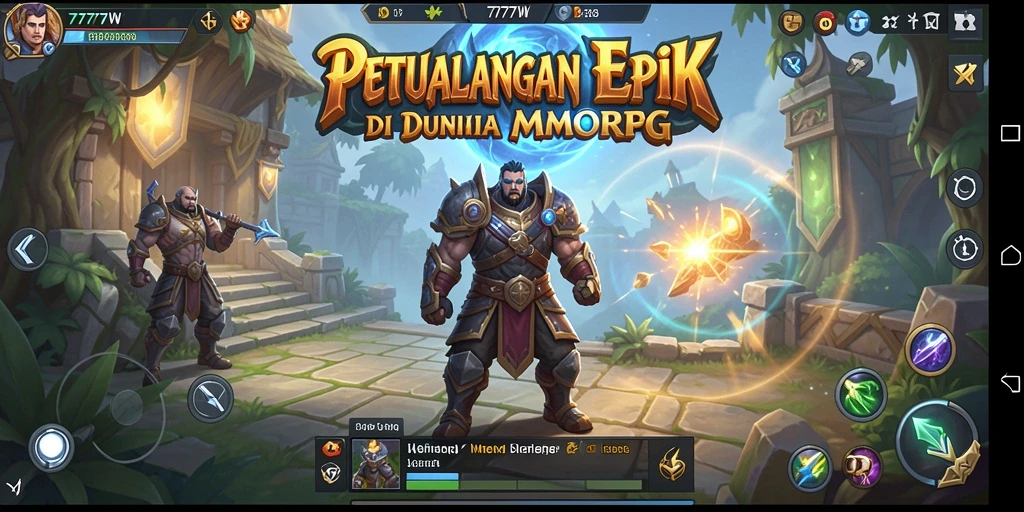 Screenshot utama 7777W menunjukkan aksi seru dalam pertarungan di dunia MMORPG.
