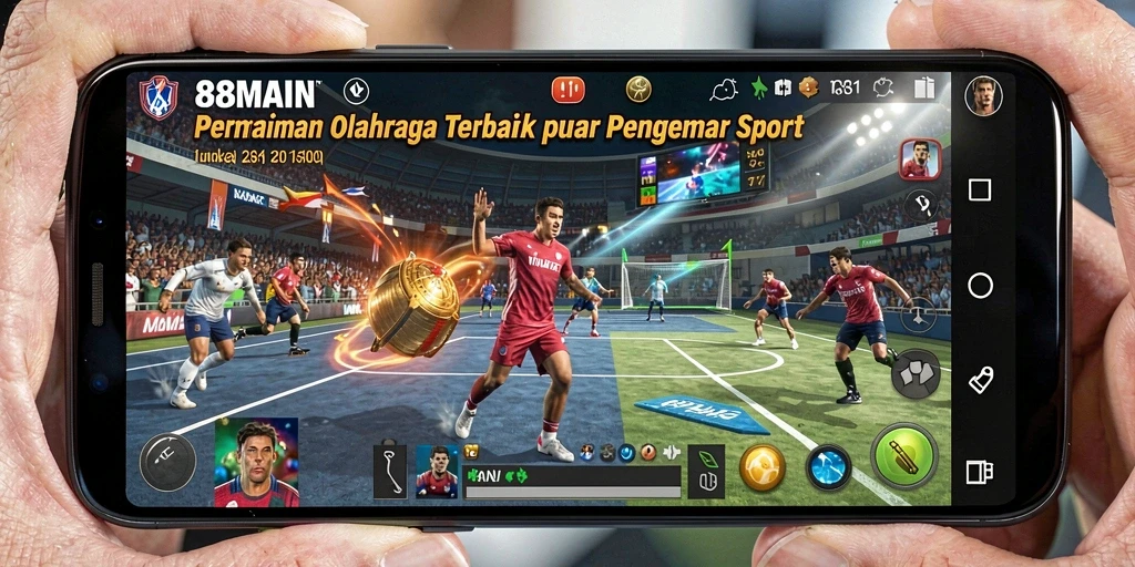 Screenshot utama menunjukkan keseruan pertandingan olahraga dalam 88MAIN.