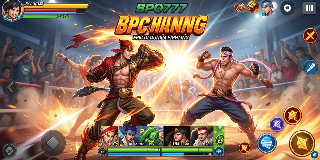 Screenshot dari gameplay intens BPO777 dengan aksi pertarungan yang mendebarkan.