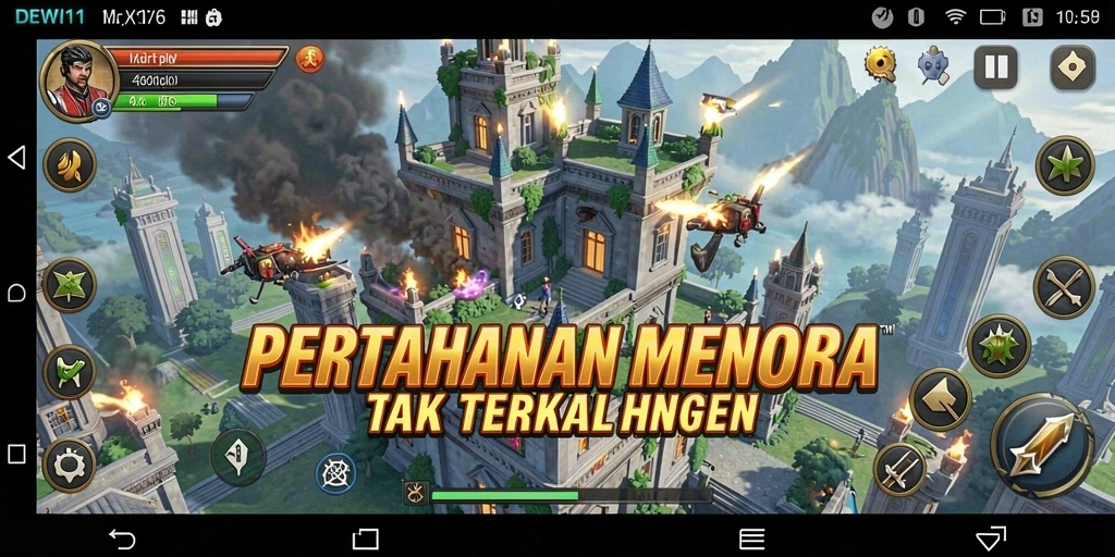 Screenshot gameplay DEWI11 menampilkan aksi Tower Defense yang mengasyikkan.