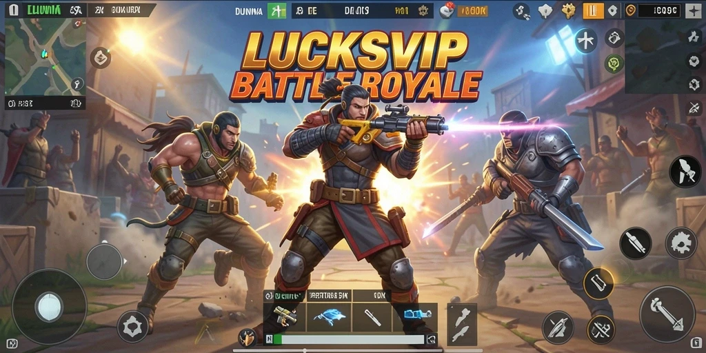 Tampilan menarik gameplay Battle Royale di LUCKSVIP yang intens.