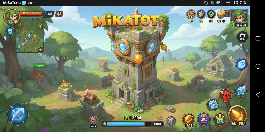 Tampilan gameplay menara pertahanan yang menegangkan di MIKATOTO.