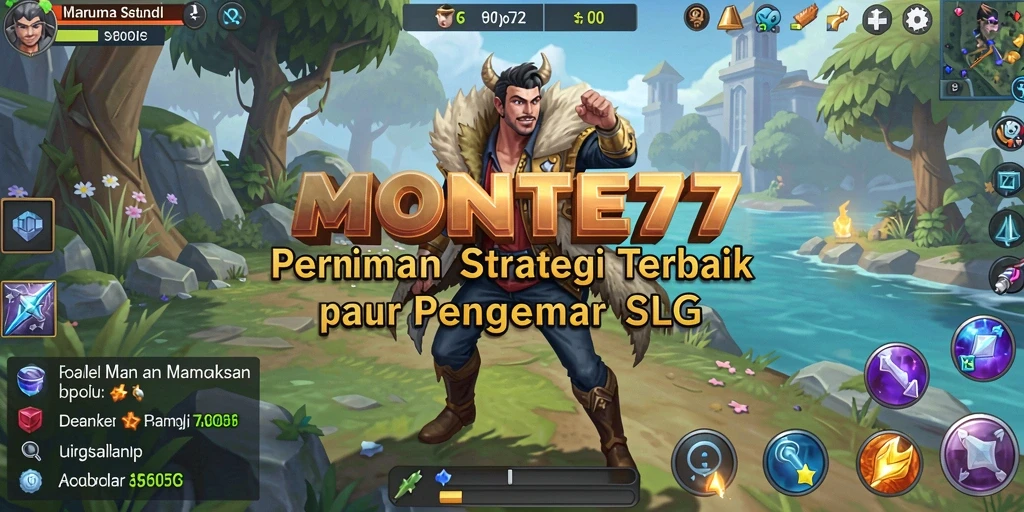 Screenshot utama MONTE77 menampilkan pertempuran strategi real-time yang seru.