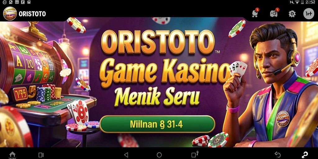 Screenshot gameplay ORISTOTO menampilkan suasana kasino yang menakjubkan.