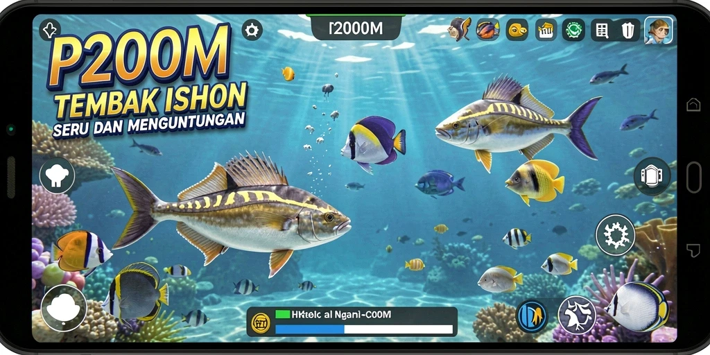 Tangkapan layar utama P200M menampilkan gameplay seru Tembak Ikan.