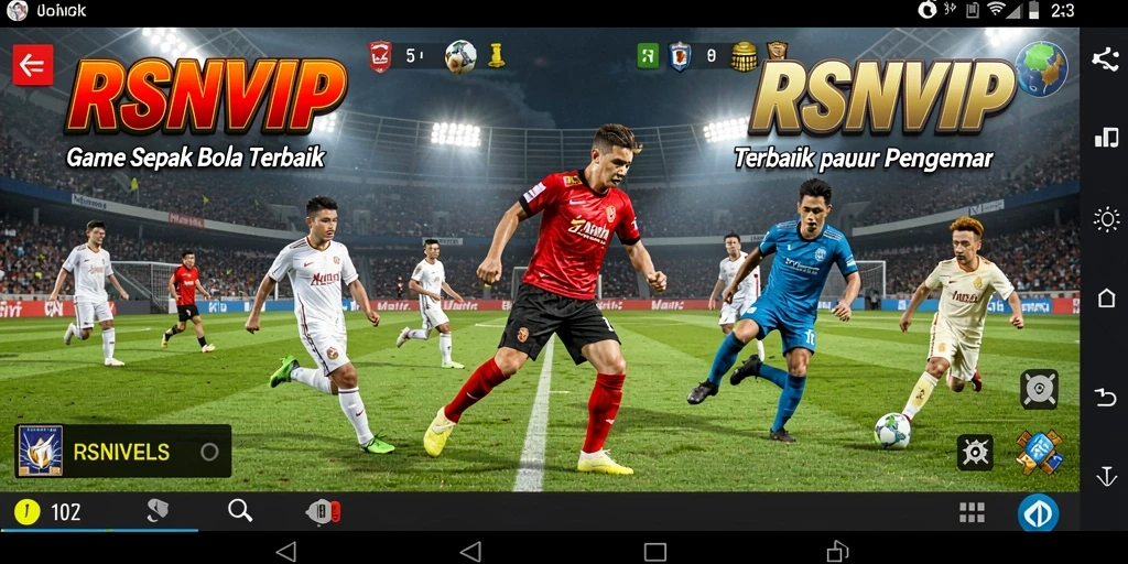 Screenshot utama RSNVIP menampilkan aksi sepak bola yang mendebarkan.