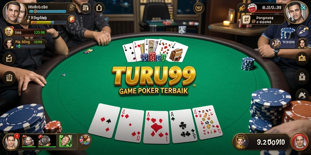 Tampilan gameplay poker yang seru dan mengasyikkan di TURU99.