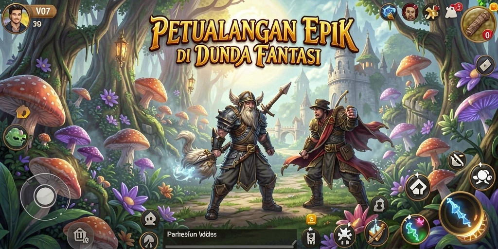 Tangkapan layar V07 menampilkan pertarungan seru dan elemen RPG yang menarik.